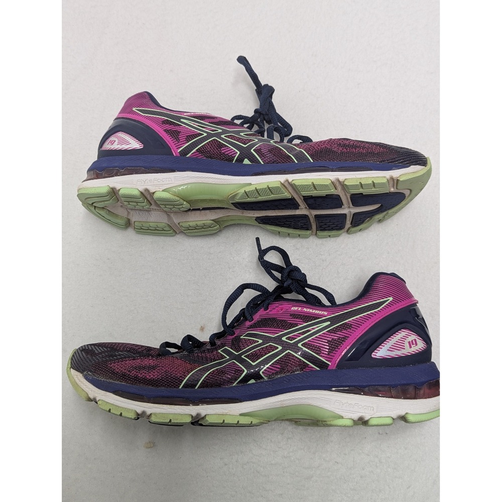 Asics Gel Nimbus 19 Womens Running Shoes Pink Navy Blue T750N Size 9